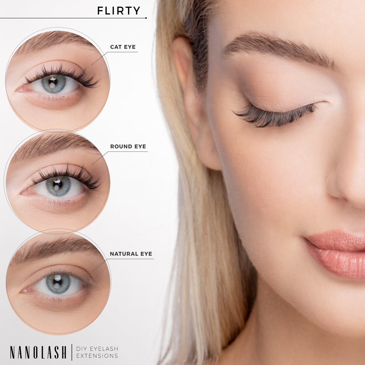 Приклеивание ресниц Набор Nanolash FLIRTY - ресницы для самостоятельного нанесения — фото 3