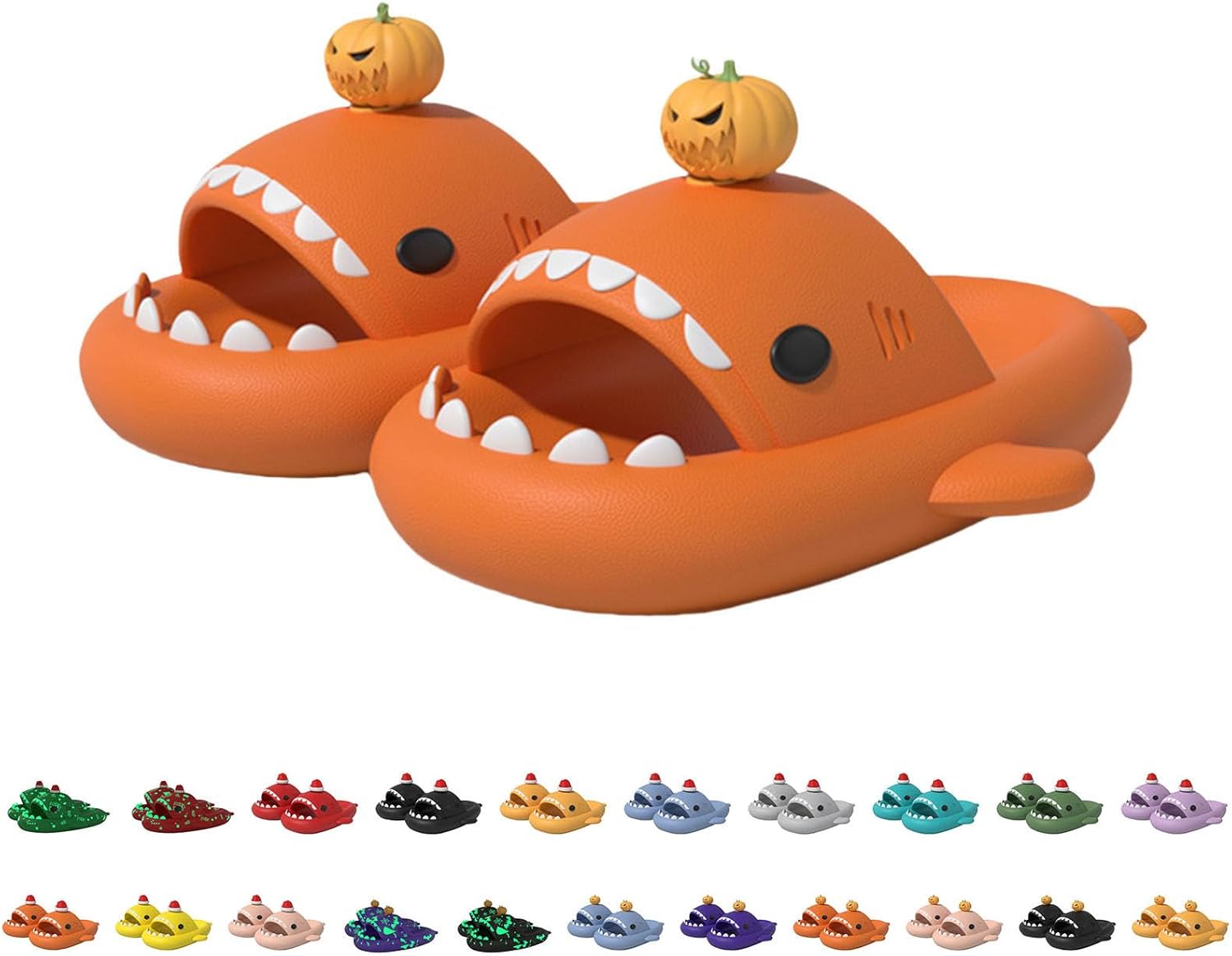

Сланцы с акулой на Хэллоуин, рождественские сланцы с акулой, облачные сланцы с акулой 3D мультяшные тапочки для женщин и мужчин Generic, оранжевый