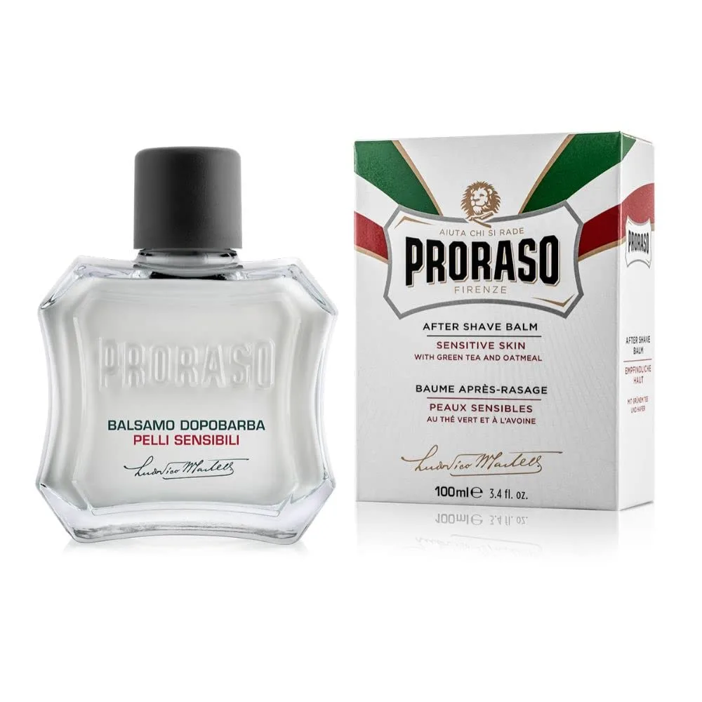 Бальзам после бритья Proraso - Овсянка и зеленый чай - Питательная и нежная формула для чувствительной кожи - Премиальное итальянское средство для бритья для мужчин - 99 г (упаковка из 2 шт.) 100 мл (2 шт.), Green — фото 4