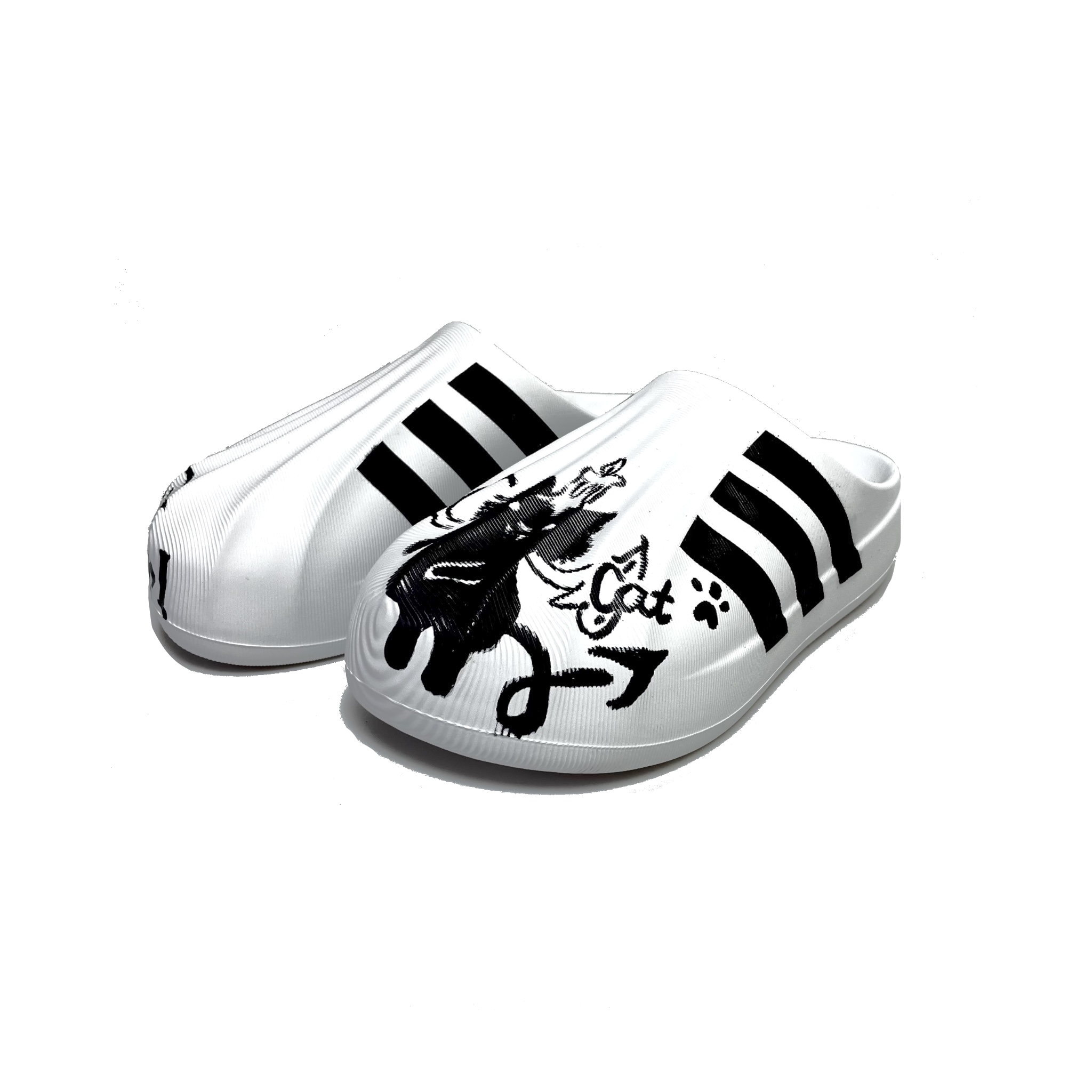 Adidas Originals Граффити устойчивые к запаху износостойкие противоскользящие тапочки с закрытым носком унисекс черно-белые, цвет Black White — фото 4
