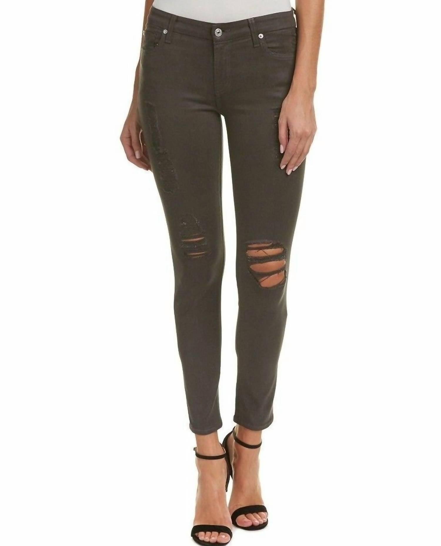 

Джинсы Skinny с потертостями серого цвета с покрытием 7 For All Mankind