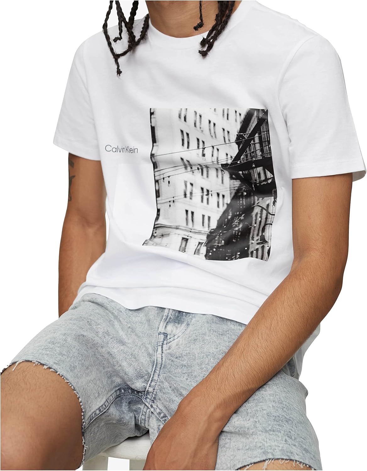 Мужская футболка Calvin Klein NYC Building с круглым вырезом, Brilliant White — фото 3