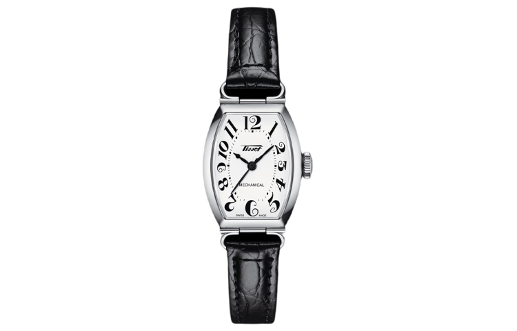 

TISSOT Часы Porto Series Mechanical Movement Women's Watch 22mm White Dial Stainless Steel Case Leather Strap, White Dial