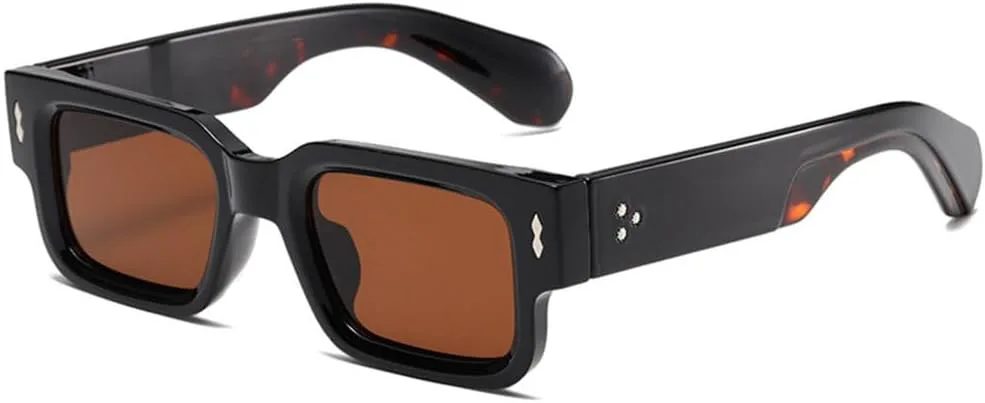 

Винтажные модные маленькие прямоугольные солнцезащитные очки для мужчин с заклепками, квадратные солнцезащитные очки для женщин, черные, женские MTZJH, C5