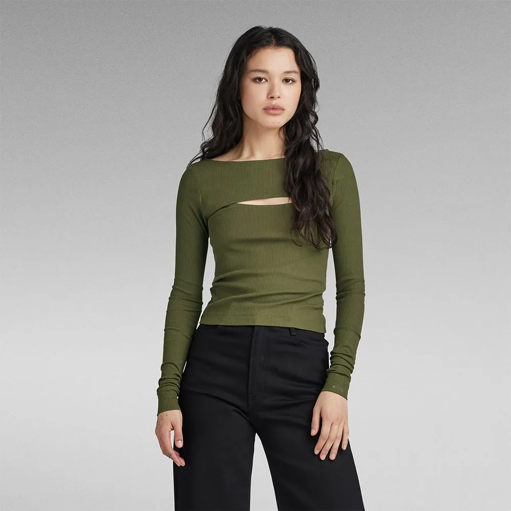 

Футболка G-Star Cut-Out Slim Boat T, зеленый
