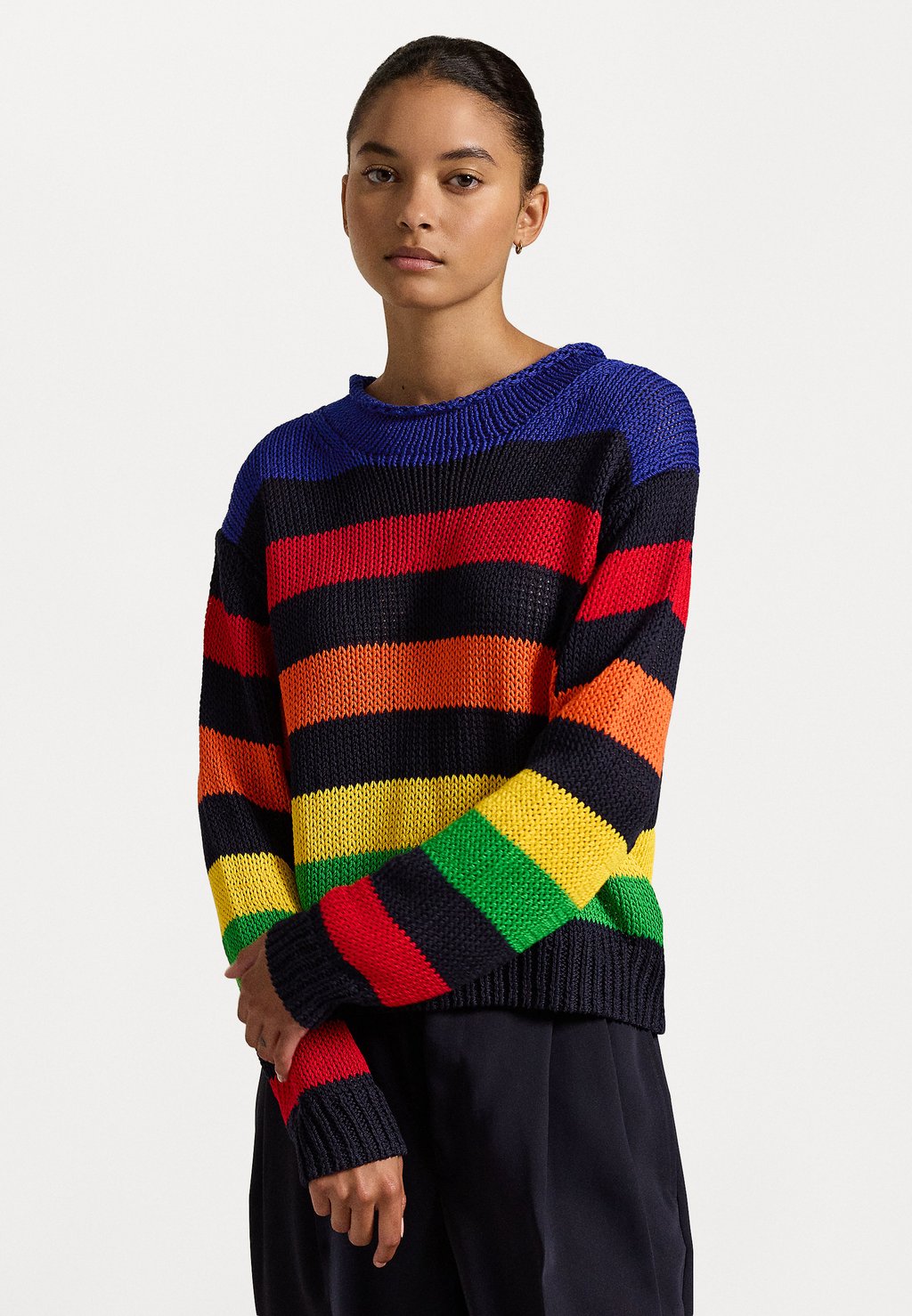 

Джемпер STRIPED COTTON ROLLNECK SWEATER Polo Ralph Lauren, темно-синий