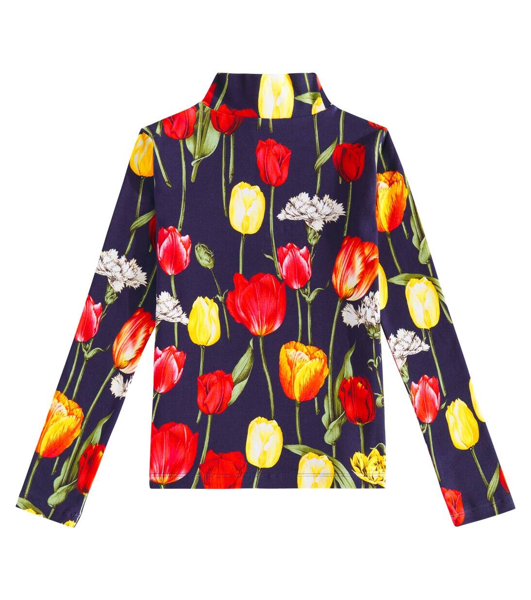 Водолазка с цветочным принтом из хлопковой смеси Dolce&Gabbana Kids, цвет tulipani fdo.blu scu — фото 4