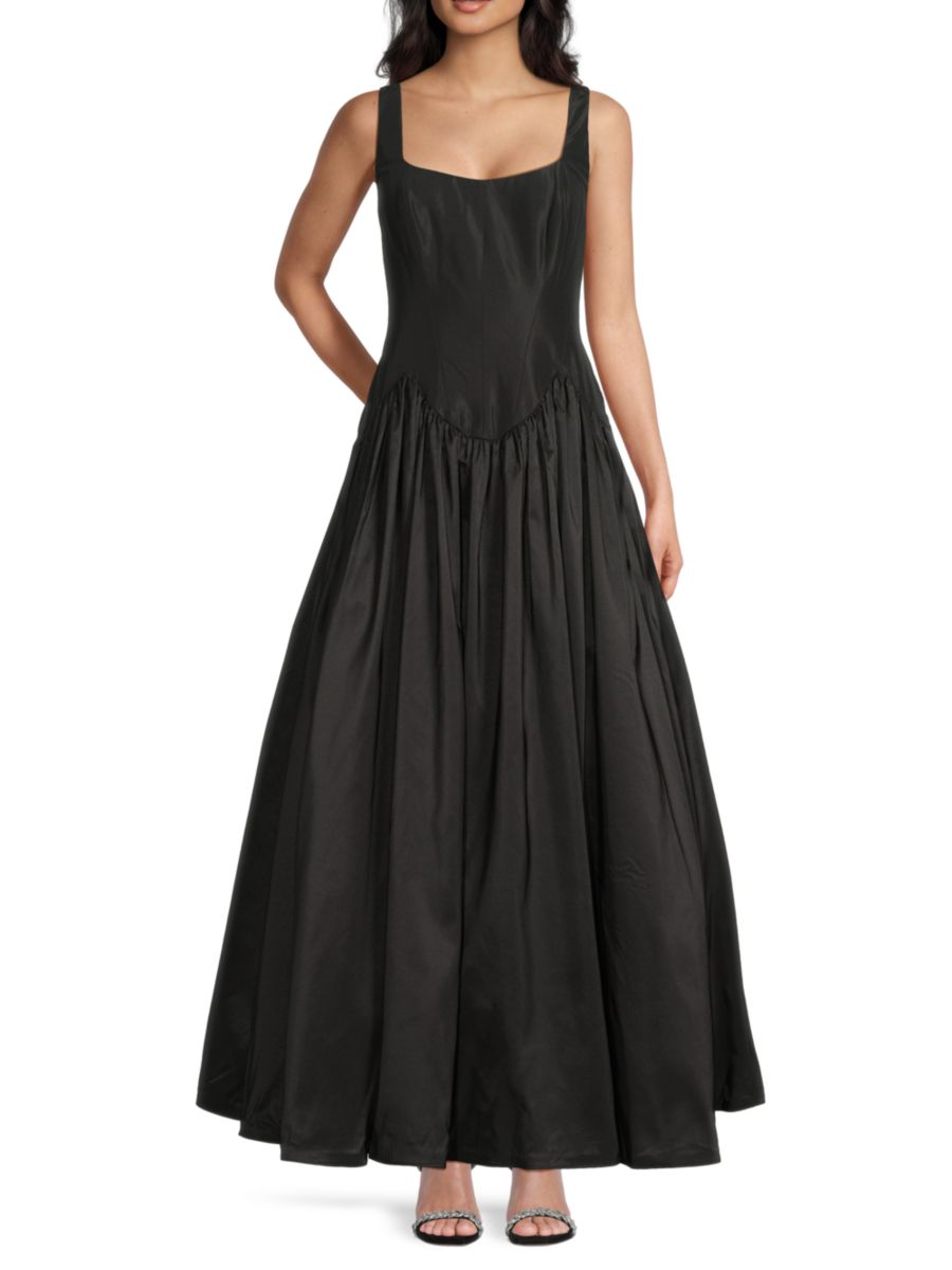 

Платье-бюстье из тафты с портретным вырезом Zac Posen, черный