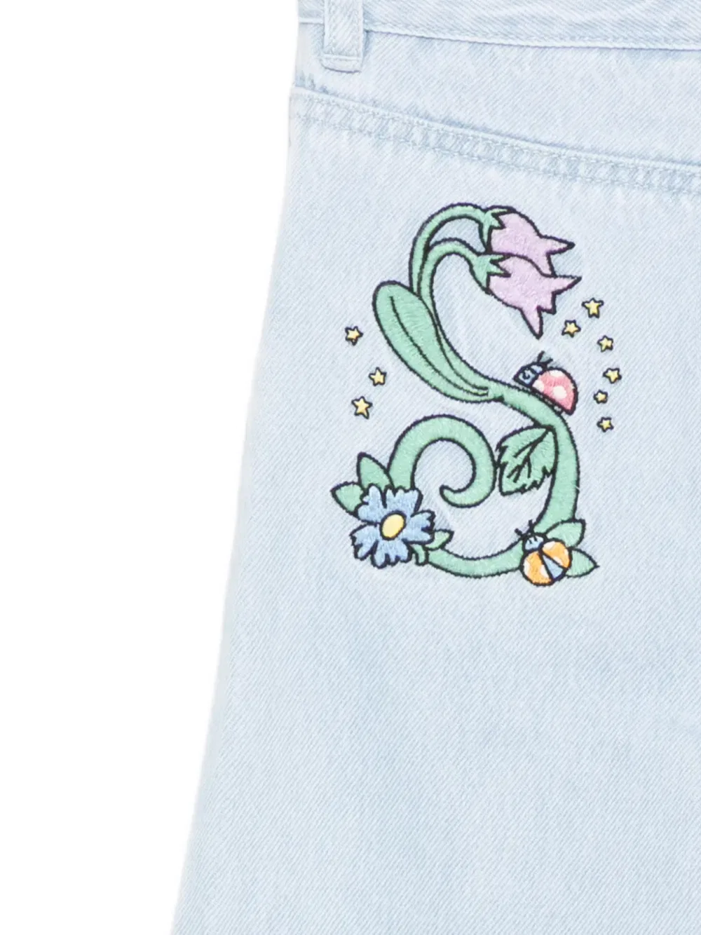 Джинсы с графической вышивкой Stella Mccartney Kids, синий — фото 3
