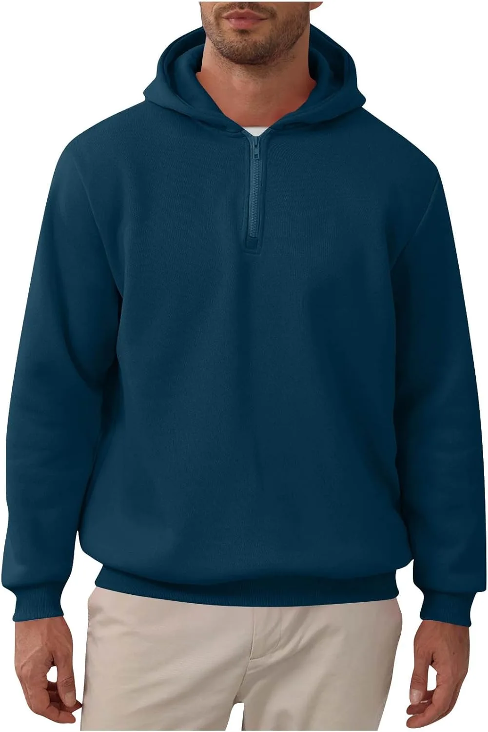 

Толстовка с молнией на четверть мужская 2025 мода худи пуловер casual длинный рукав для тренировок