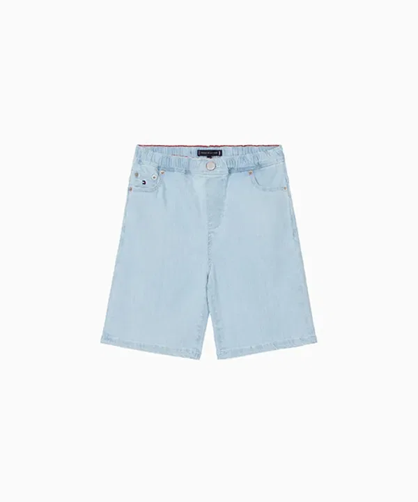 Шорты джинсовые на резинке, Tommy Hilfiger Kids, синий деним — фото 2