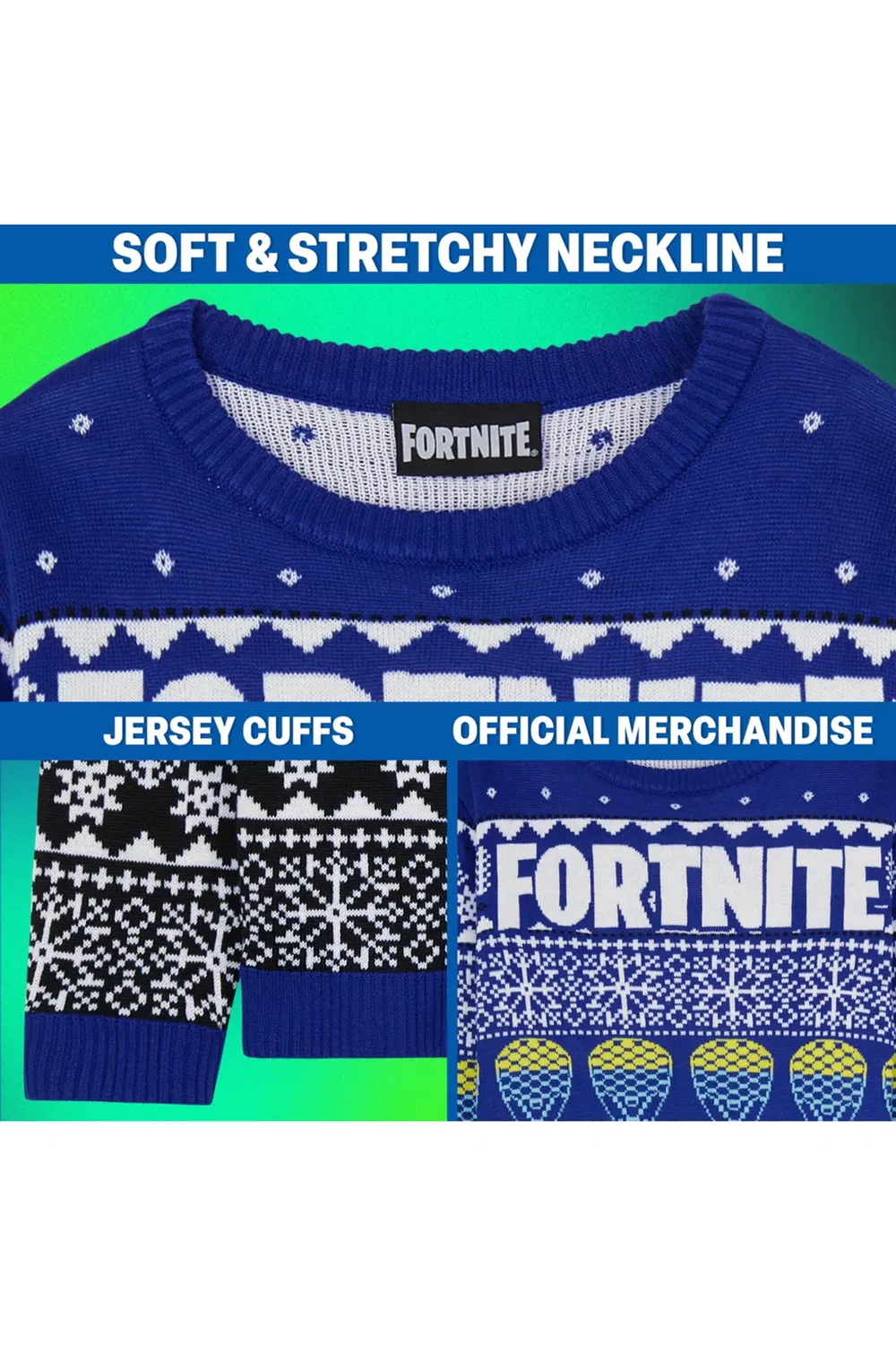 Рождественский свитшот с длинным рукавом Fortnite, Blue — фото 4