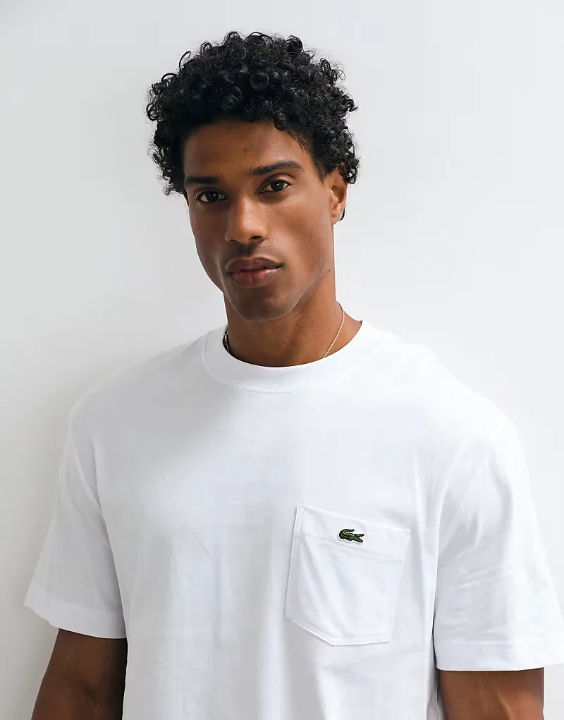 Футболка Lacoste с коротким рукавом и карманом, с логотипом, белый