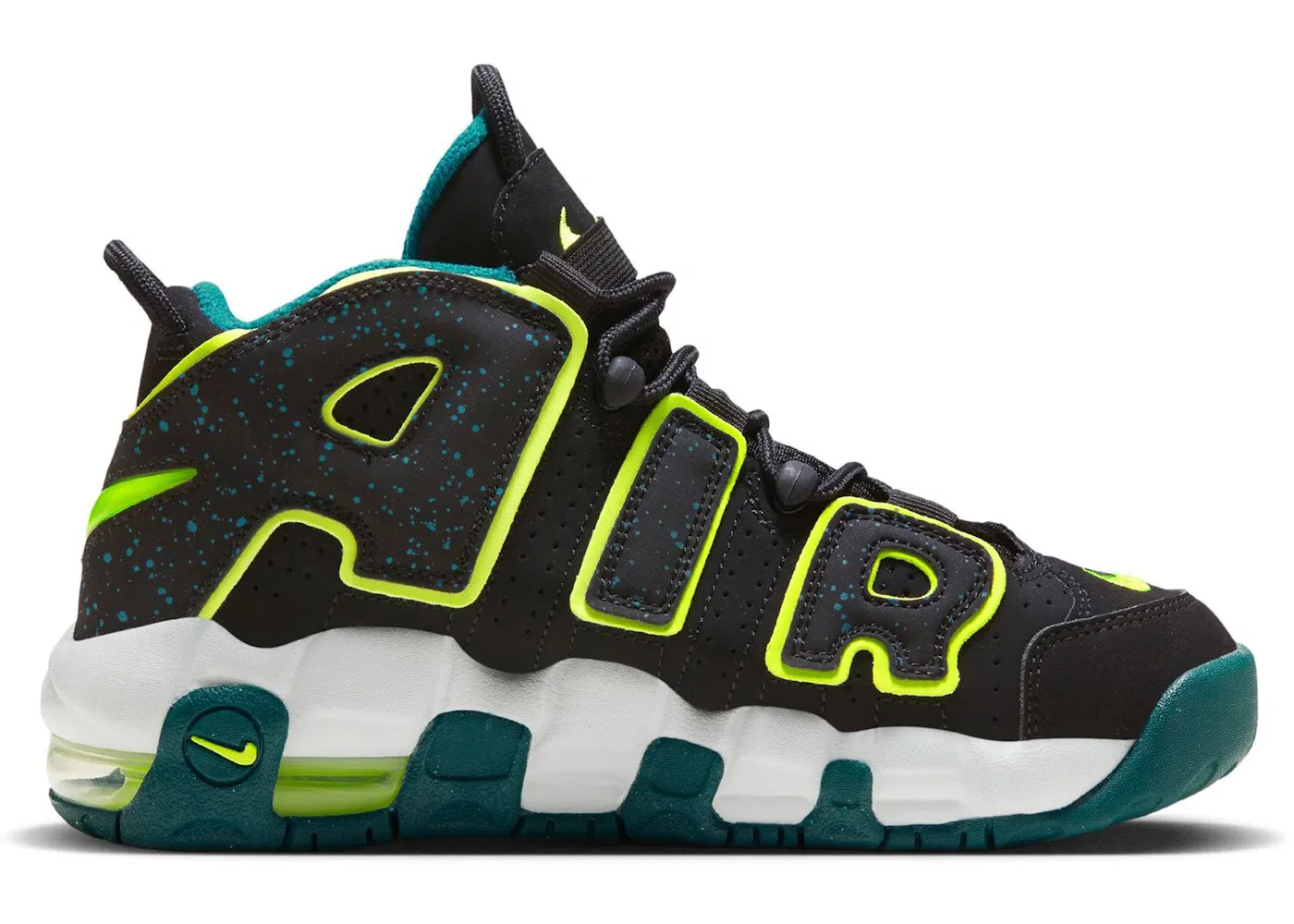 Детские кроссовки Lifestyle Nike Air More Uptempo Low, Black/Geode Teal/Clear Jade/Volt