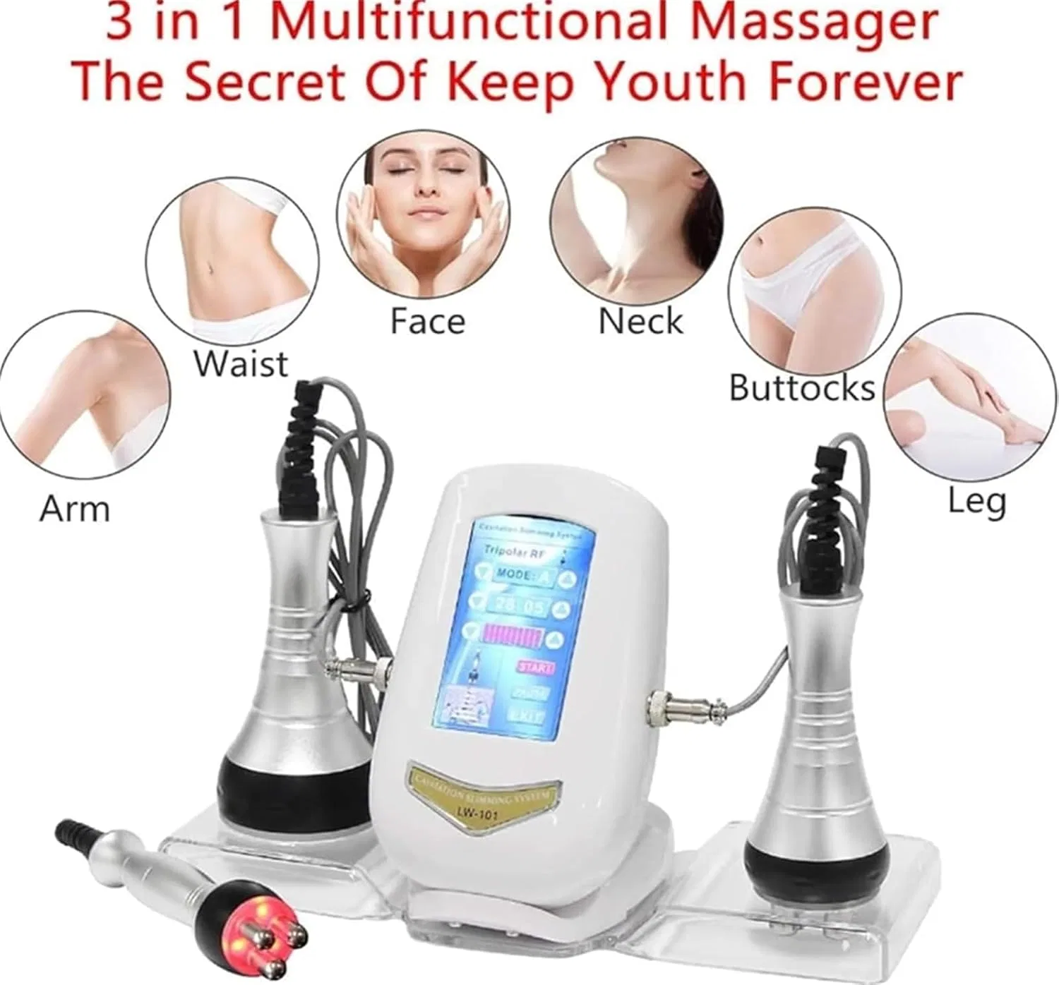 3-в-1 40K Beauty Machine Anti-Wrinkle, Weight Loss, Skin Care, FlowFx, 50W, 13x13x19 см — фото 3