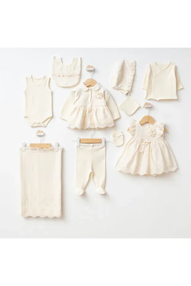 Детский комплект для выписки с платьем Lora, Mert Baby, Natural