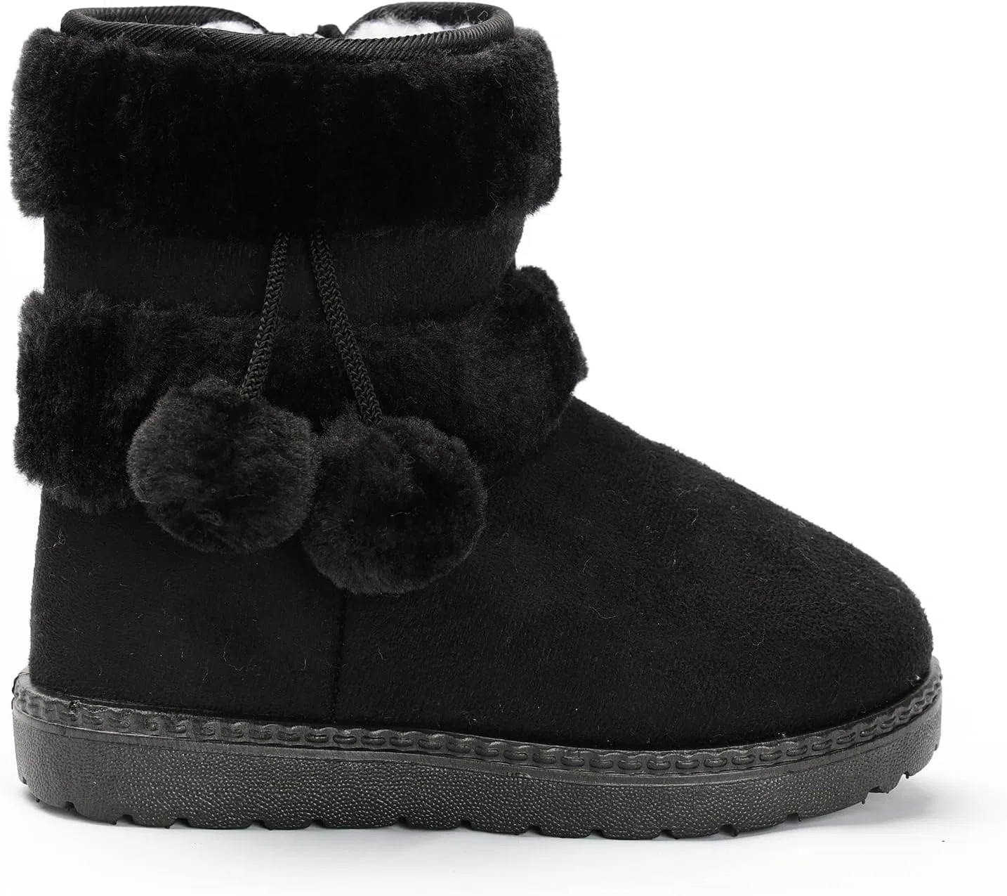 Детские зимние ботинки для девочек и мальчиков с мехом Yeeteepot, Black — фото 2