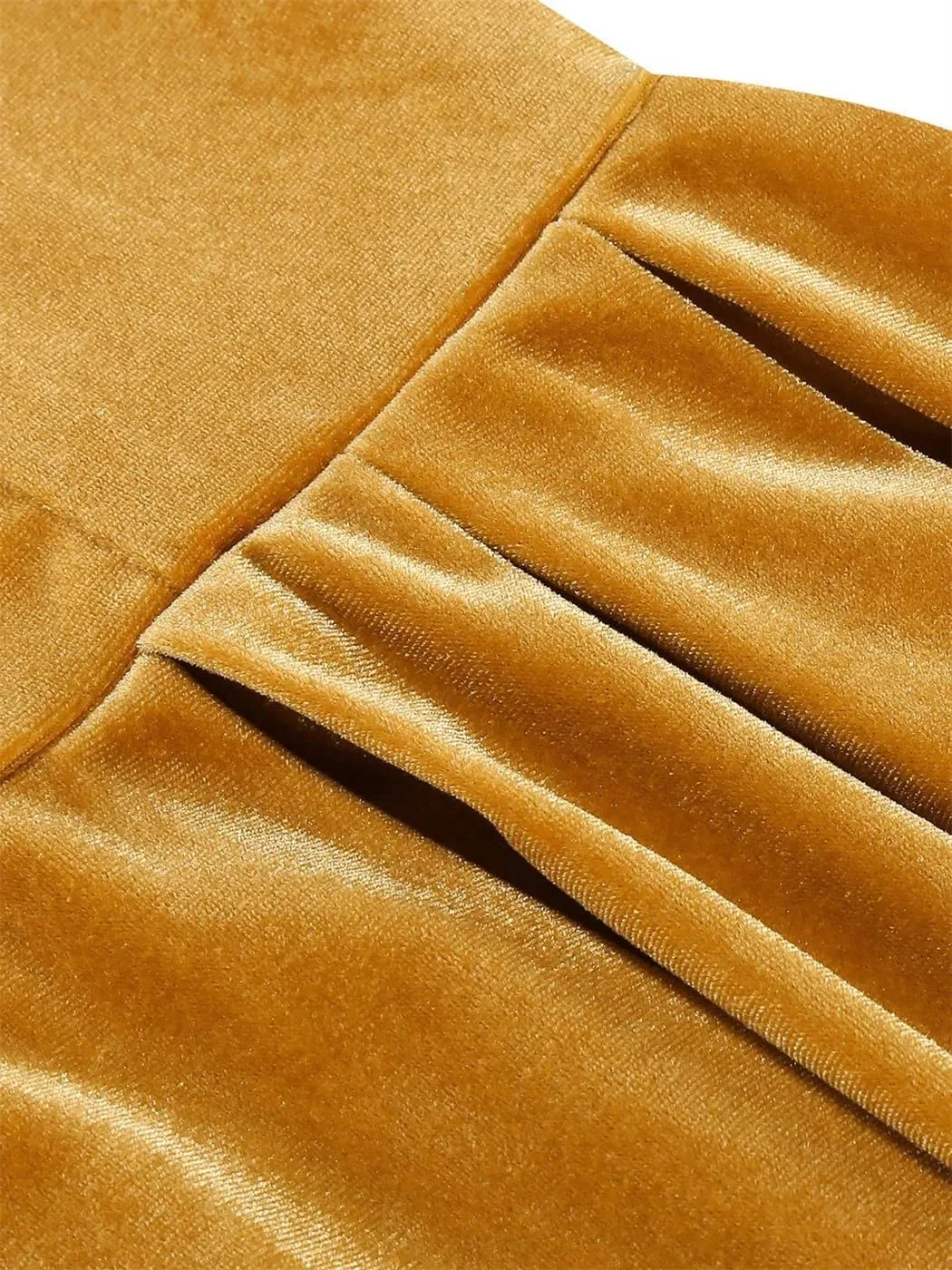 Женское платье мини с квадратным вырезом и поясом Swing Dress, Yellow — фото 2