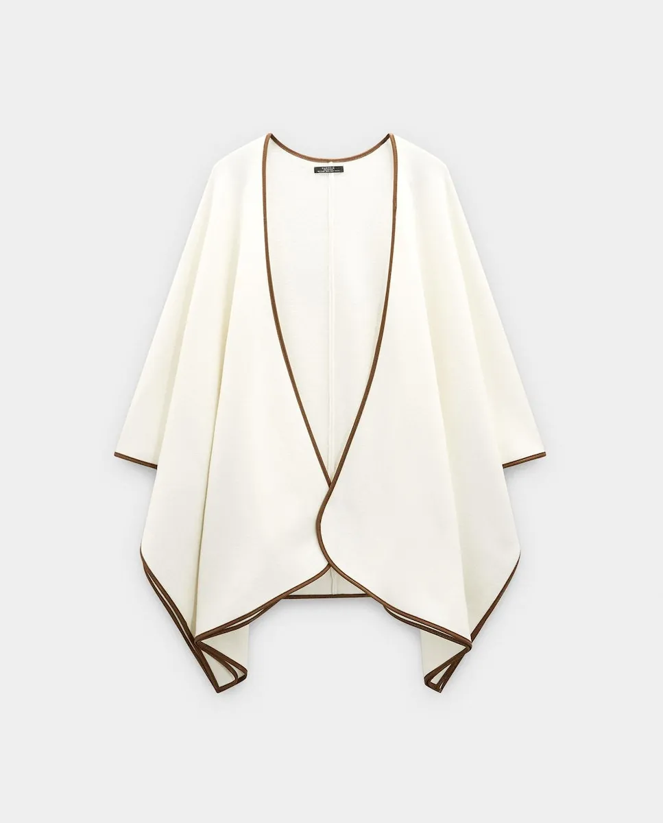 

Женское пончо с открытой вязкой с деталями контрастной прострочки Parfois, белый