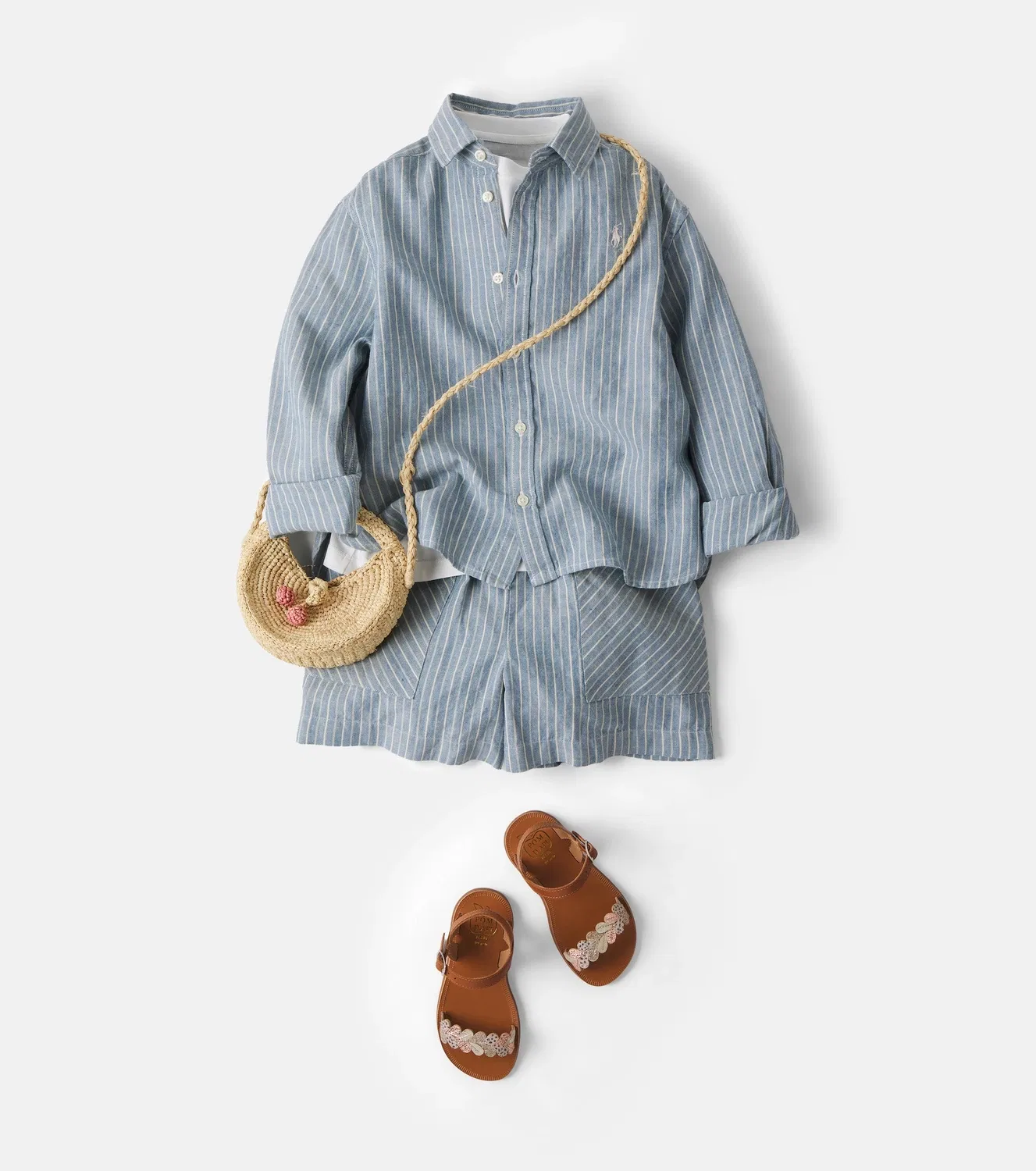 Рубашка из льна и хлопка Polo Ralph Lauren Kids, синий — фото 2