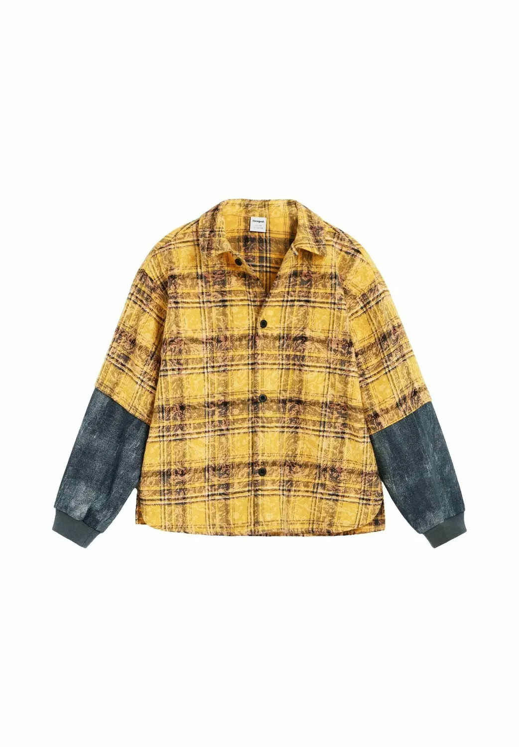 Рубашка в клетку с контрастными рукавами - рубашка Desigual, Yellow — фото 2