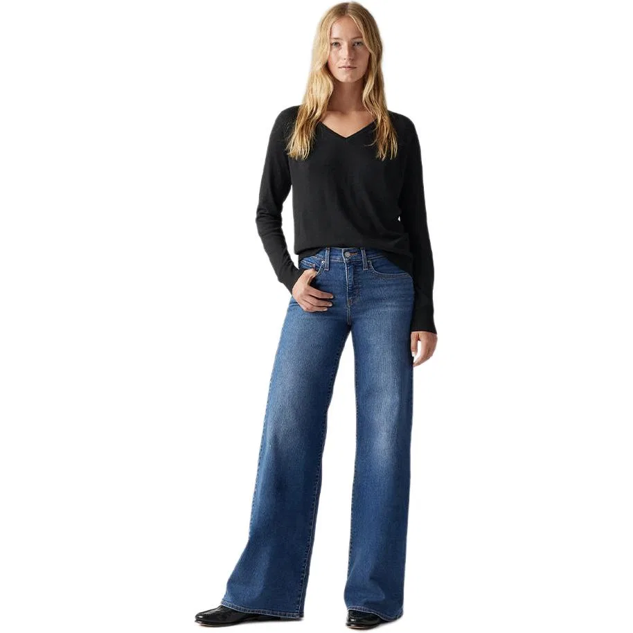 Женские джинсы с широкими штанинами Levis, Medium Blue — фото 4
