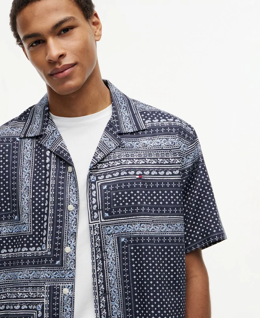Мужская рубашка с коротким рукавом с принтом Tommy Hilfiger, Carbon Navy / Allover — фото 3