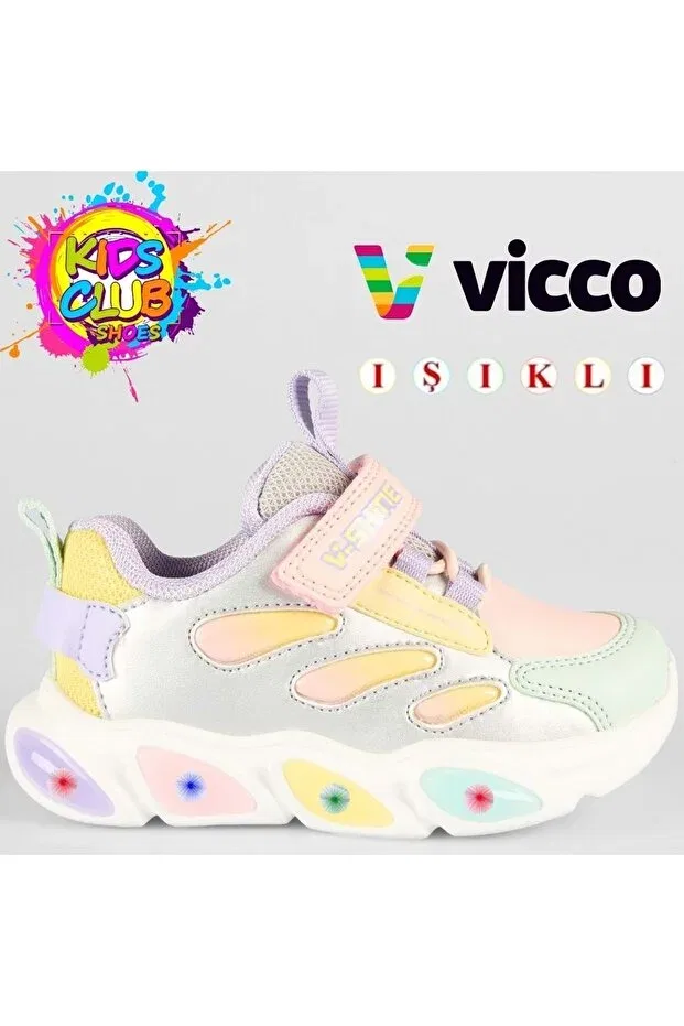 Детские спортивные туфли для девочек с липучкой Vicco, Silver