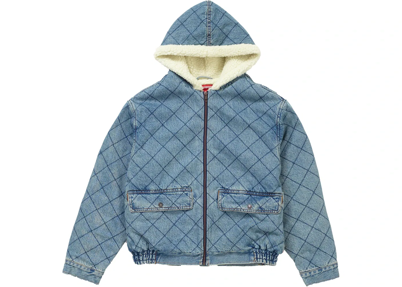 Мужская куртка-пилот стеганая джинсовая Supreme, Washed Blue