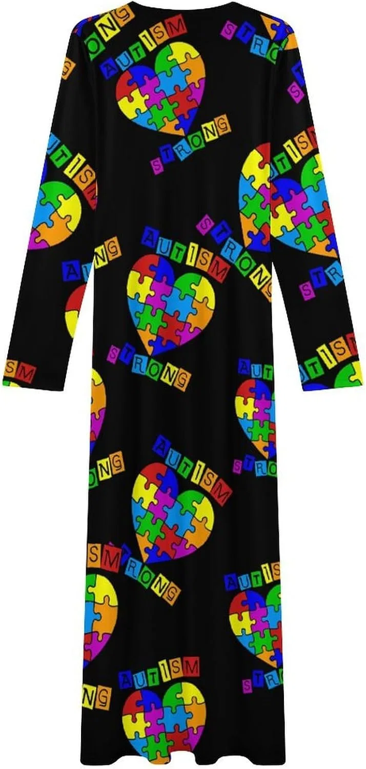 Женское макси-платье с принтом пазл Autism Heart, Multicolor — фото 4