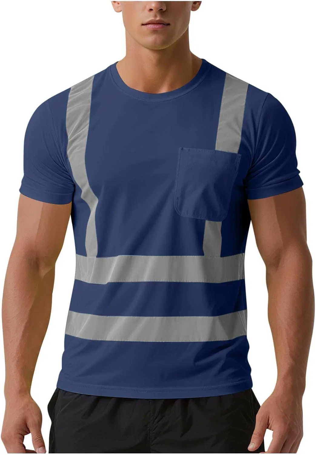 Мужская футболка с отражающими полосами, Mesh, Navy