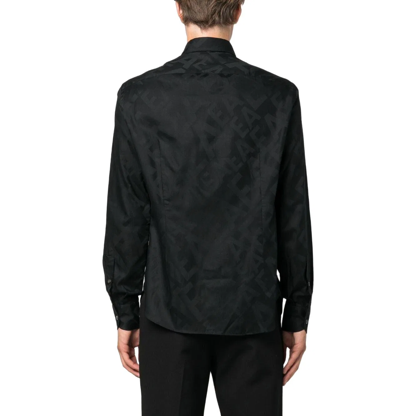 Мужская рубашка с длинным рукавом с монограммой Emporio Armani, Black — фото 3
