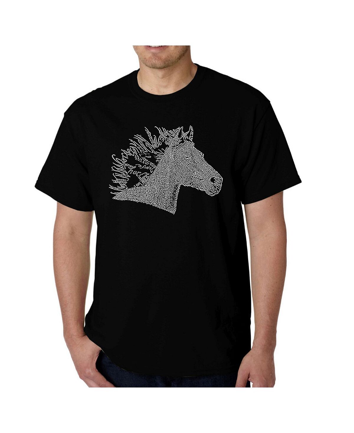 

Мужская футболка word art - horse mane LA Pop Art, черный