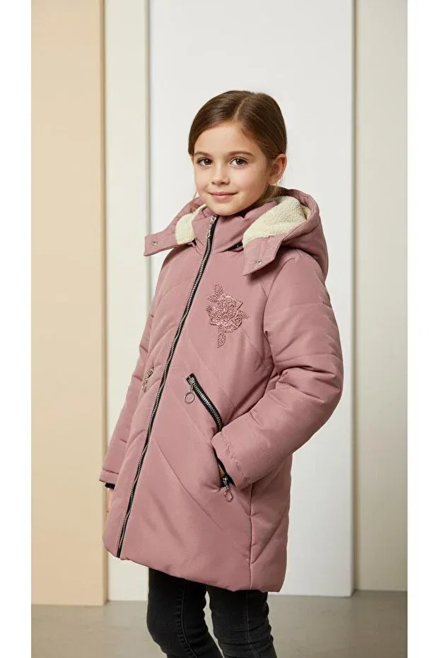 Детское пальто для девочек с длинным рукавом Ers, Pink