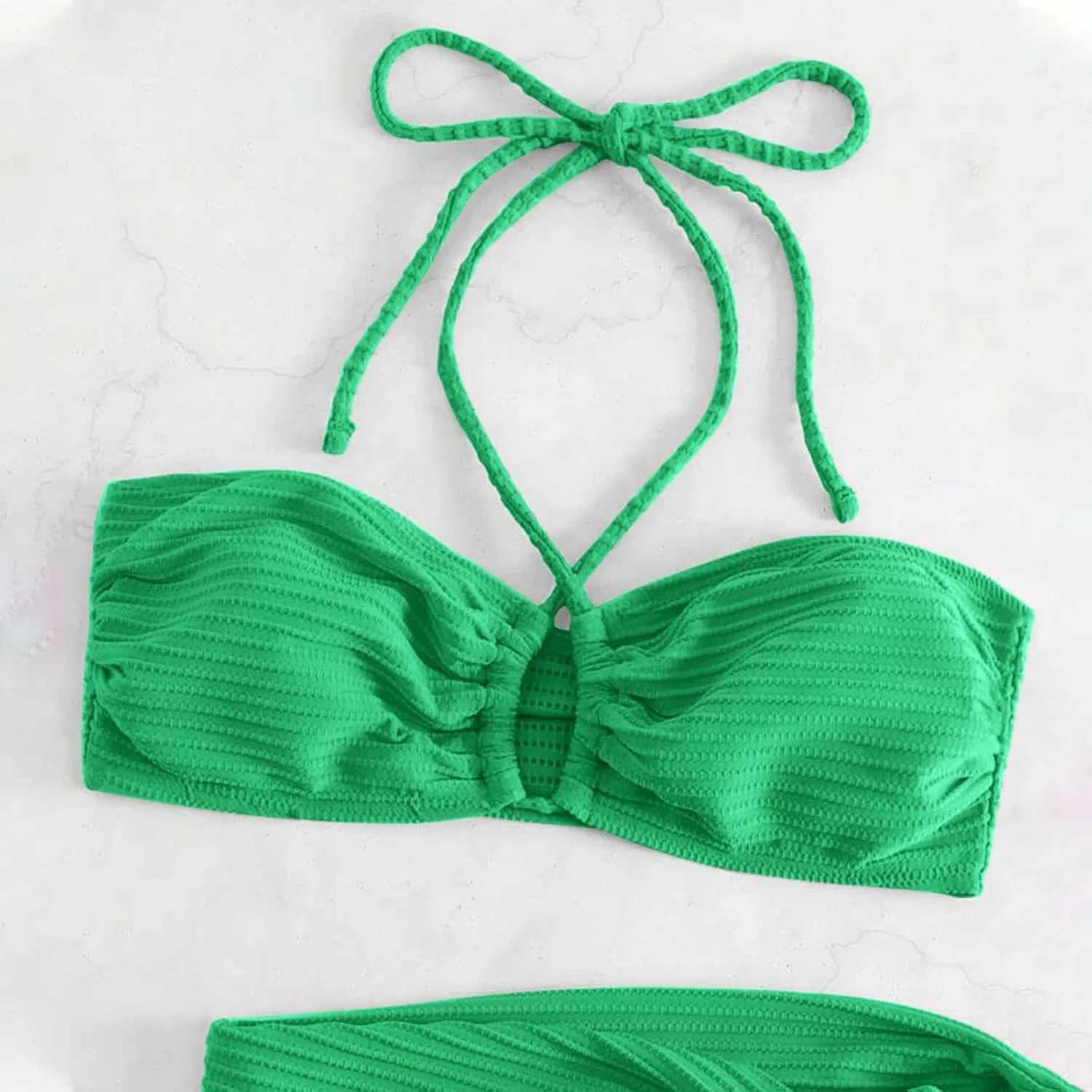 Женский бандо-бикини с бисером и завязками на спине, Green — фото 4