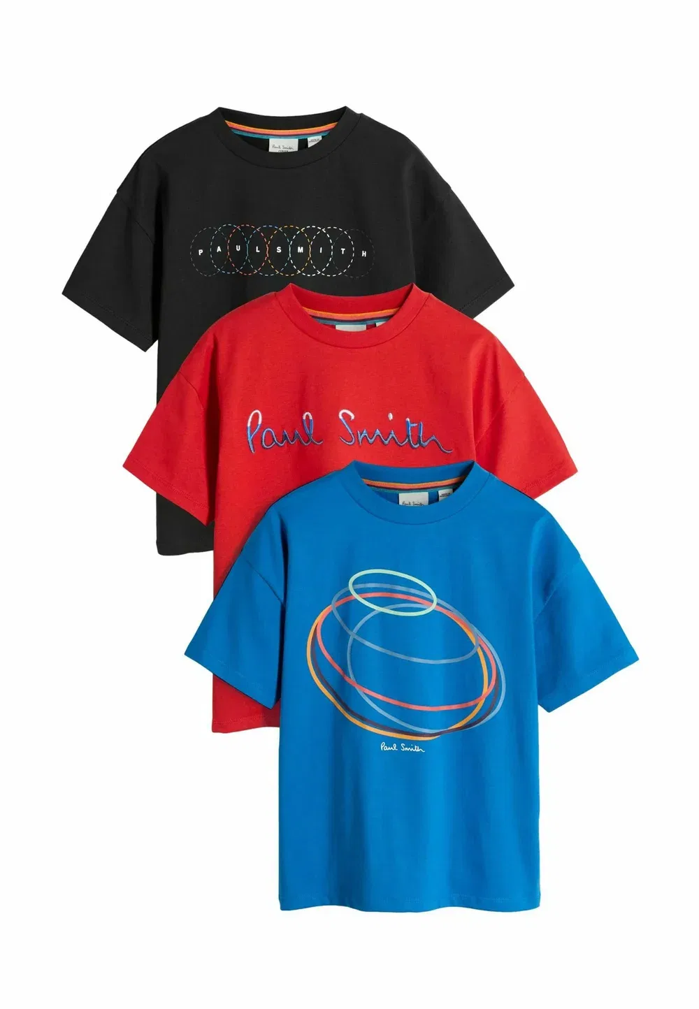 Футболки стандартного кроя - комплект из 3 футболок с принтом Paul Smith Junior, Red Blue Black