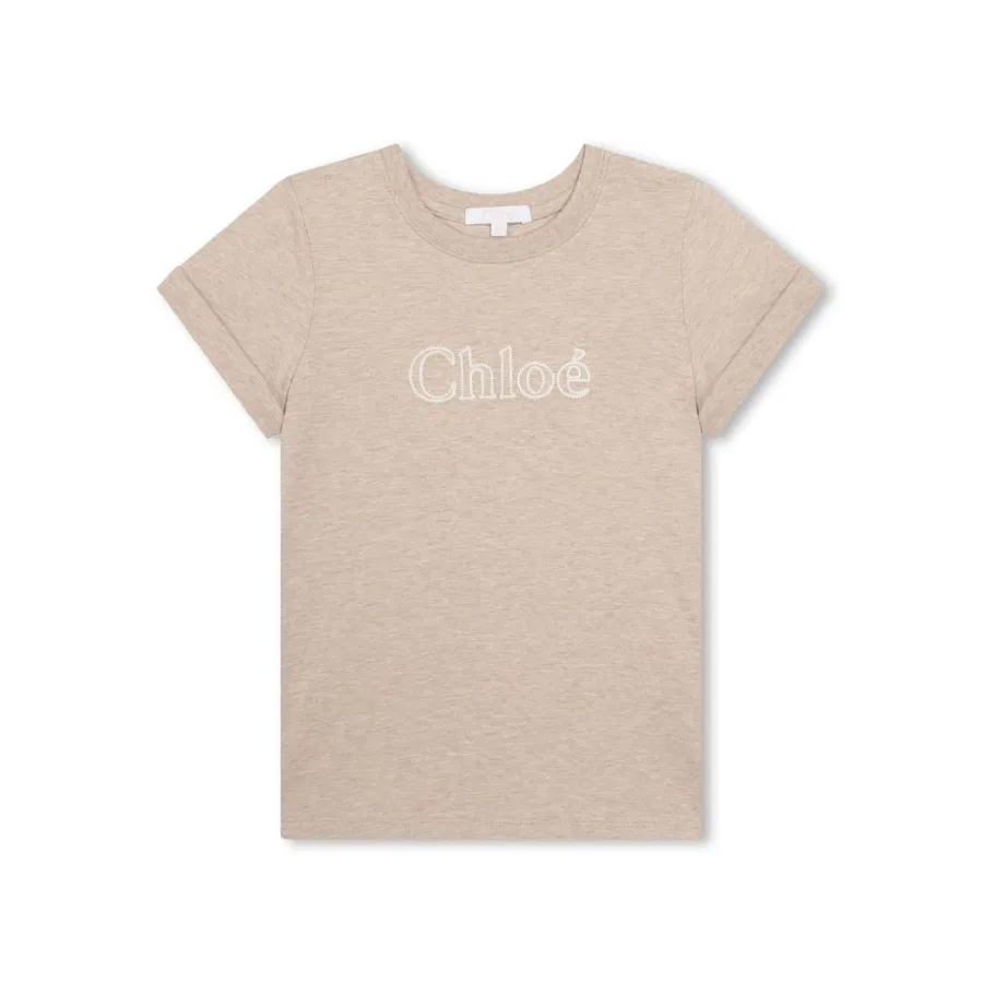 Футболка хлопковая с логотипом Chloé, Beige Marl