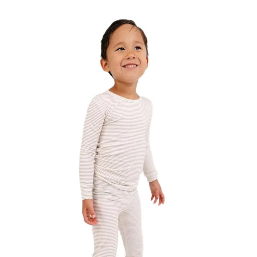 Комплект пижамы с длинным рукавом из бамбука Oatmeal Stripe Motette, Beige And White Stripe — фото 2