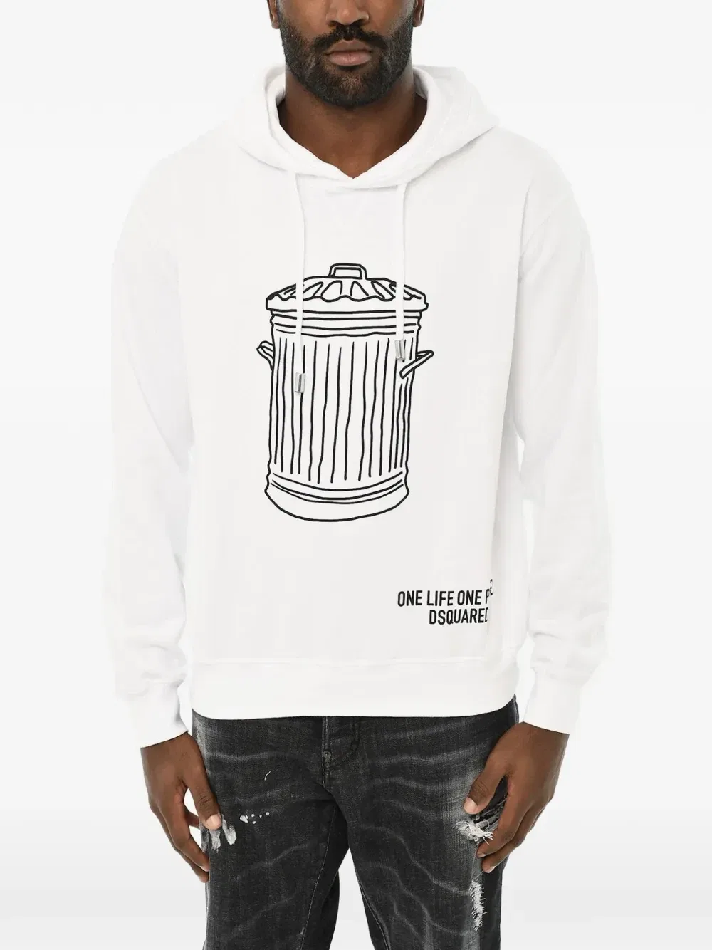 Худи с принтом Trash Dsquared2, белый