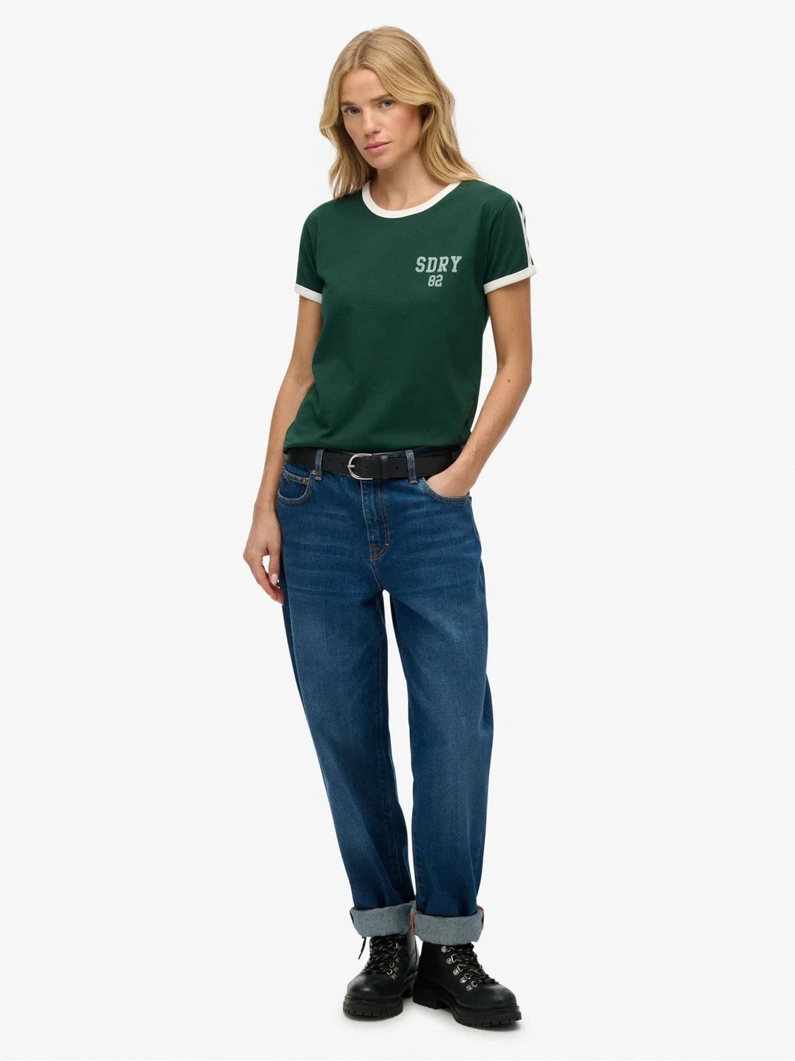 Футболка с контрастными полосками Athletic Essentials Side Stripe Superdry, зеленый — фото 3