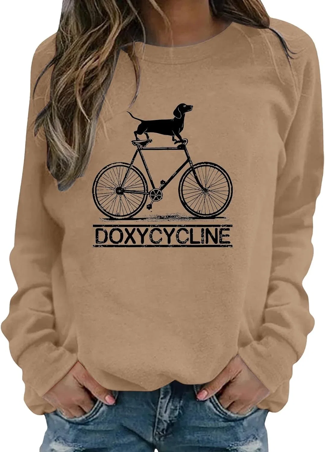 Женское худи с капюшоном и молнией, модель Doxycycline Dachshund, хаки