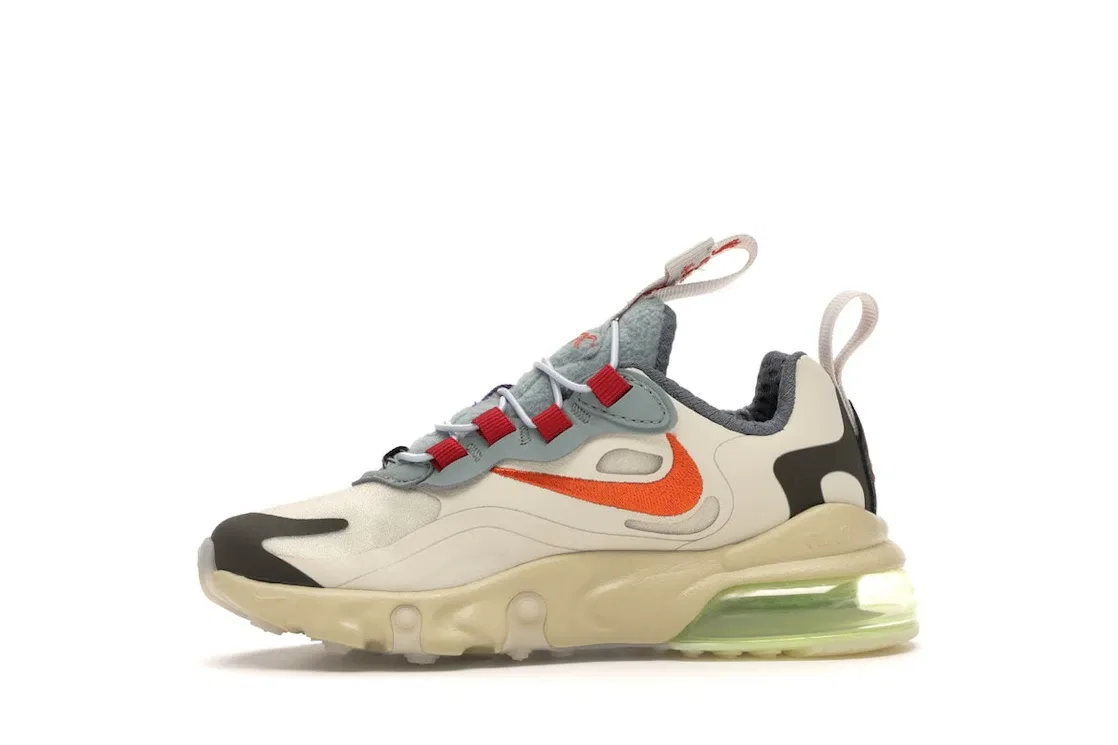 Детские кроссовки Lifestyle с принтом Nike Air Max 270 React, Light Cream/Starfish-Dark Hazel Style — фото 3