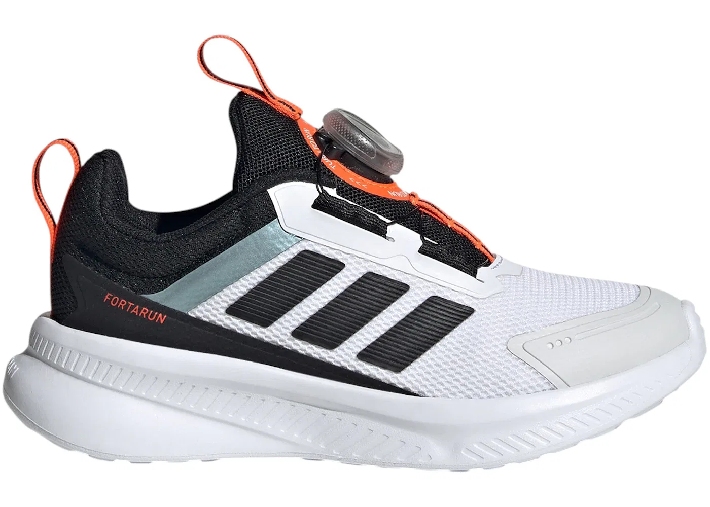 Детские кроссовки с закрытой шнуровкой Adidas Fortarun 4.0, Cloud White Core Black Impact Orange
