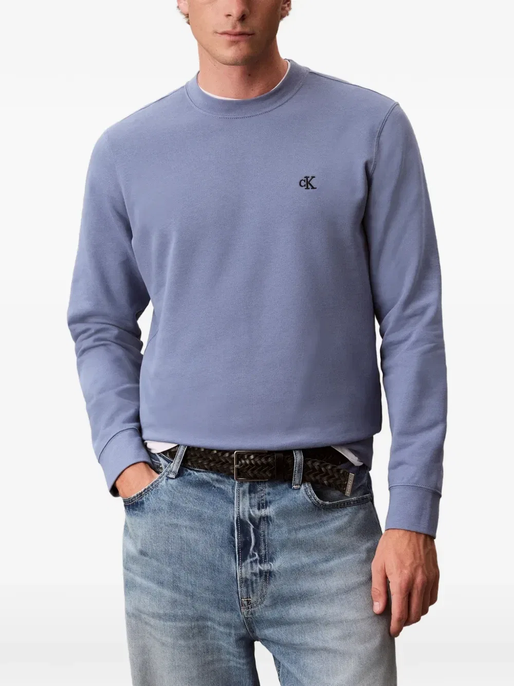 Свитер с вышитым логотипом Calvin Klein, синий