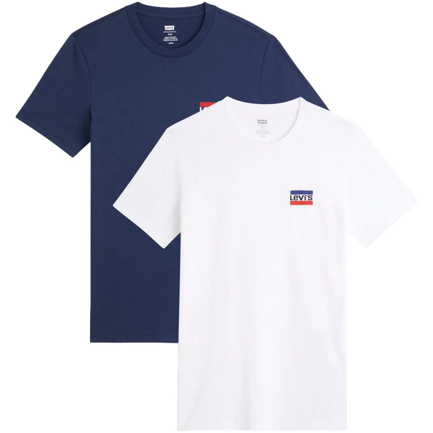 Мужские футболки с круглым вырезом с логотипом Levi's, White/Dress Blues — фото 2