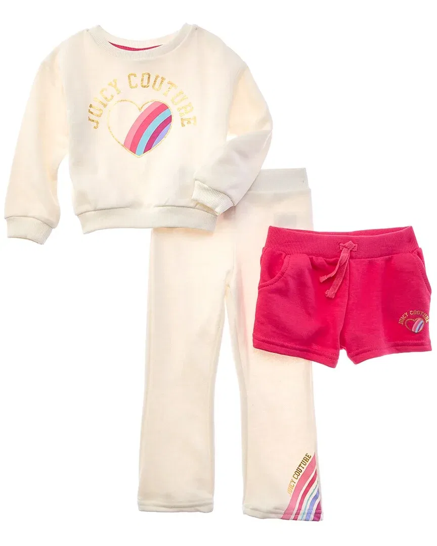 Детский комплект из 3 предметов свитшот шорты и штаны Juicy Couture, White