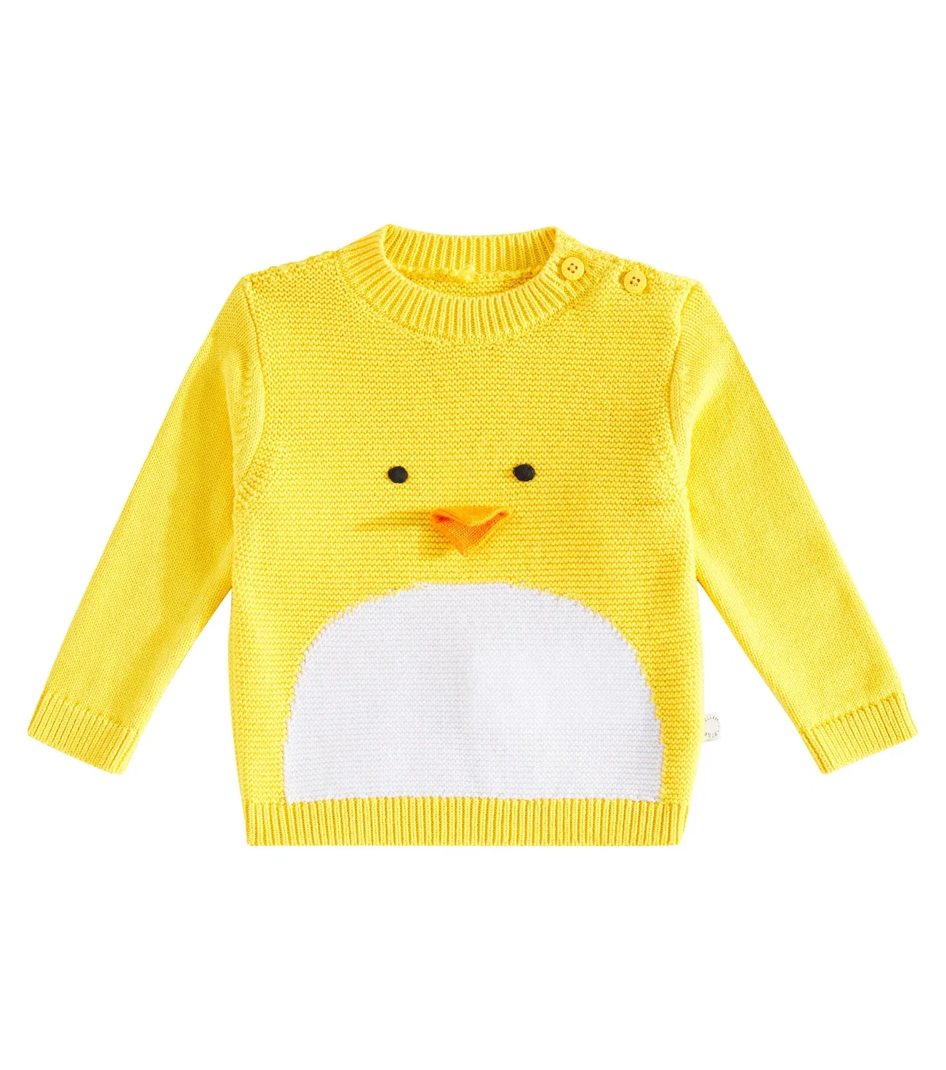 Детский хлопковый свитер с застежкой на плече Stella Mccartney Kids, желтый