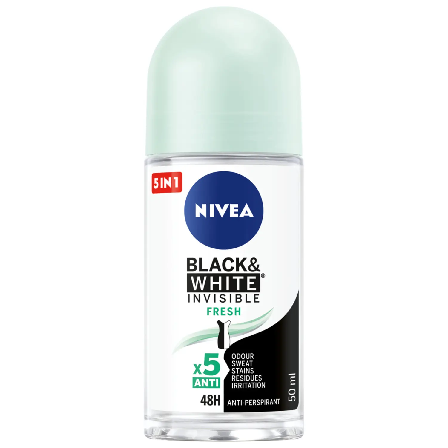 

Nivea Black & White Invisible Fresh женский шариковый антиперспирант, 50 мл