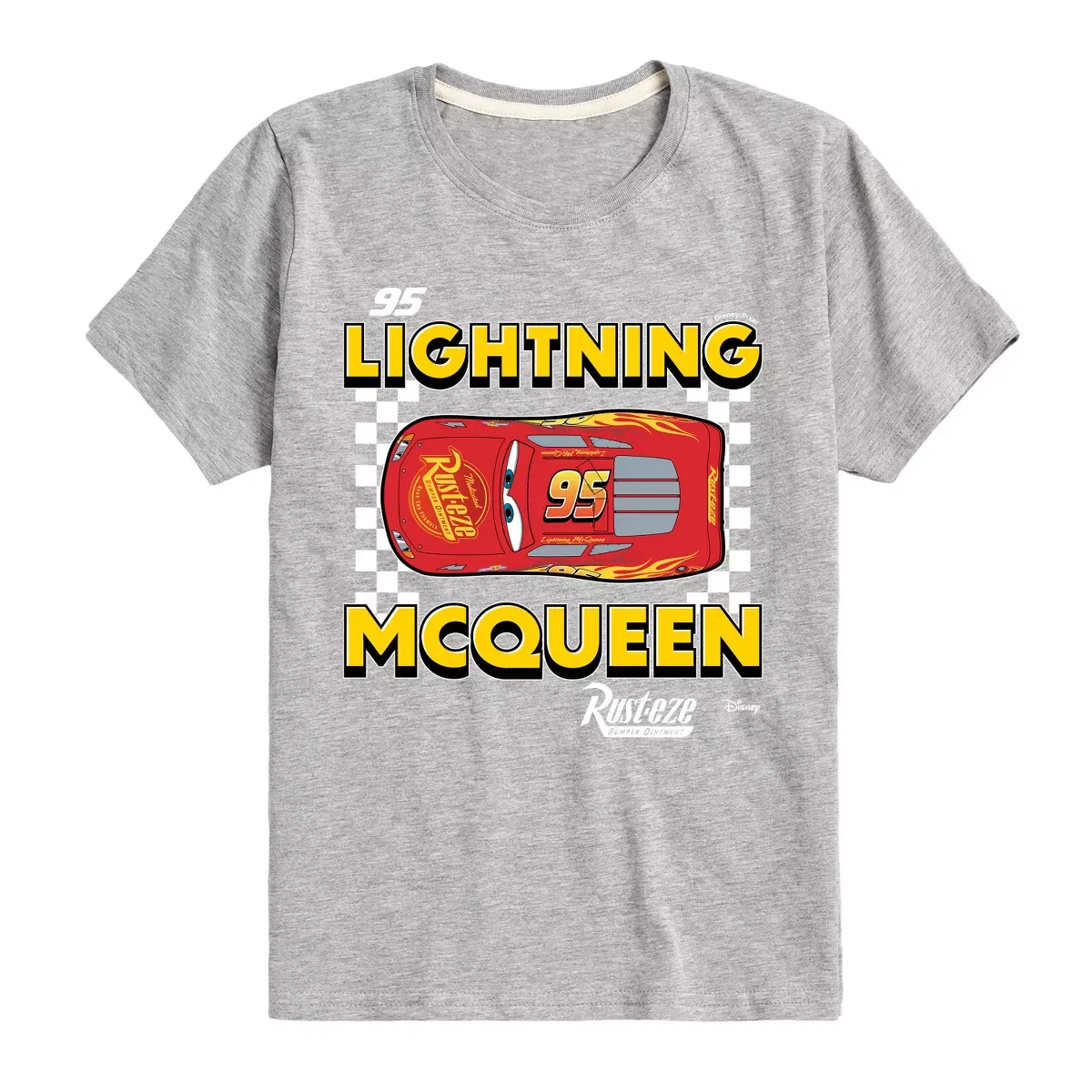 Детское футболка с принтом Lightning McQueen 95 Rust-Eze Cars, Heather Charcoal