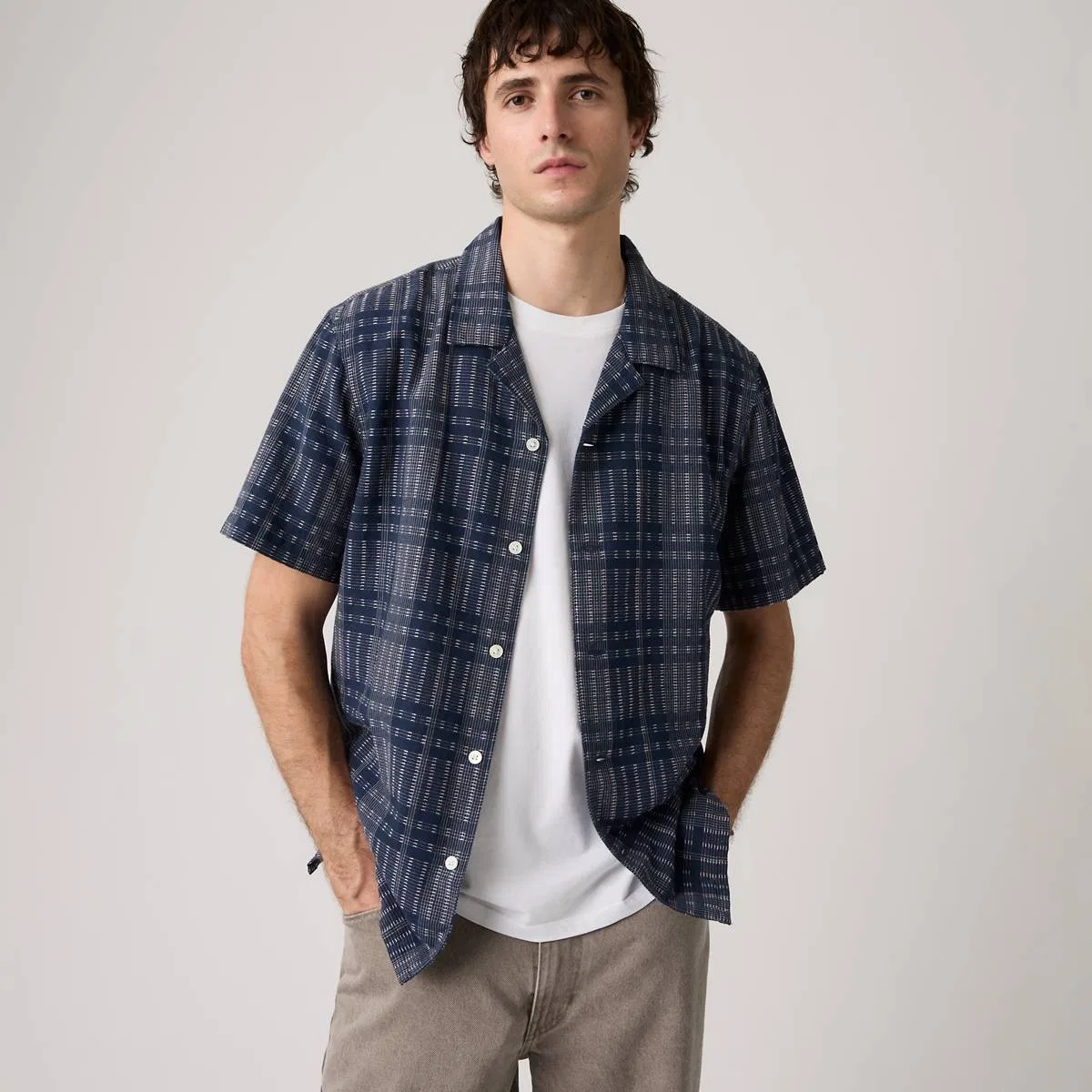 Стандартная хлопковая льняная походная рубашка Sunset Levi's, Zoe Plaid Dobby - Blue